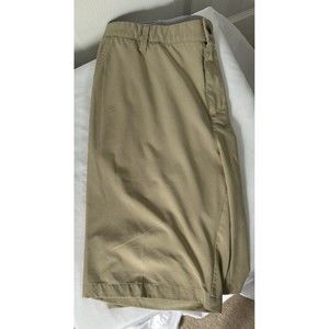 Adidas Mens Beige 35X10 Khaki Golf Shorts Pockets Stretch Grip Waist Flat Front
